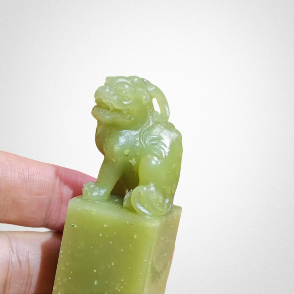 Snowflake-Frozen Apple Green Lion Seal Ornament