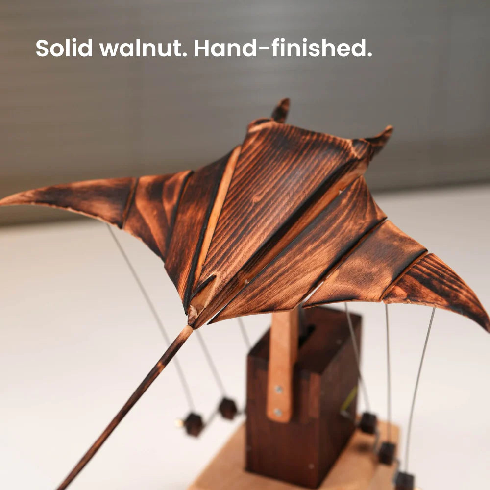 Handcrafted Wooden Manta Ray Automaton