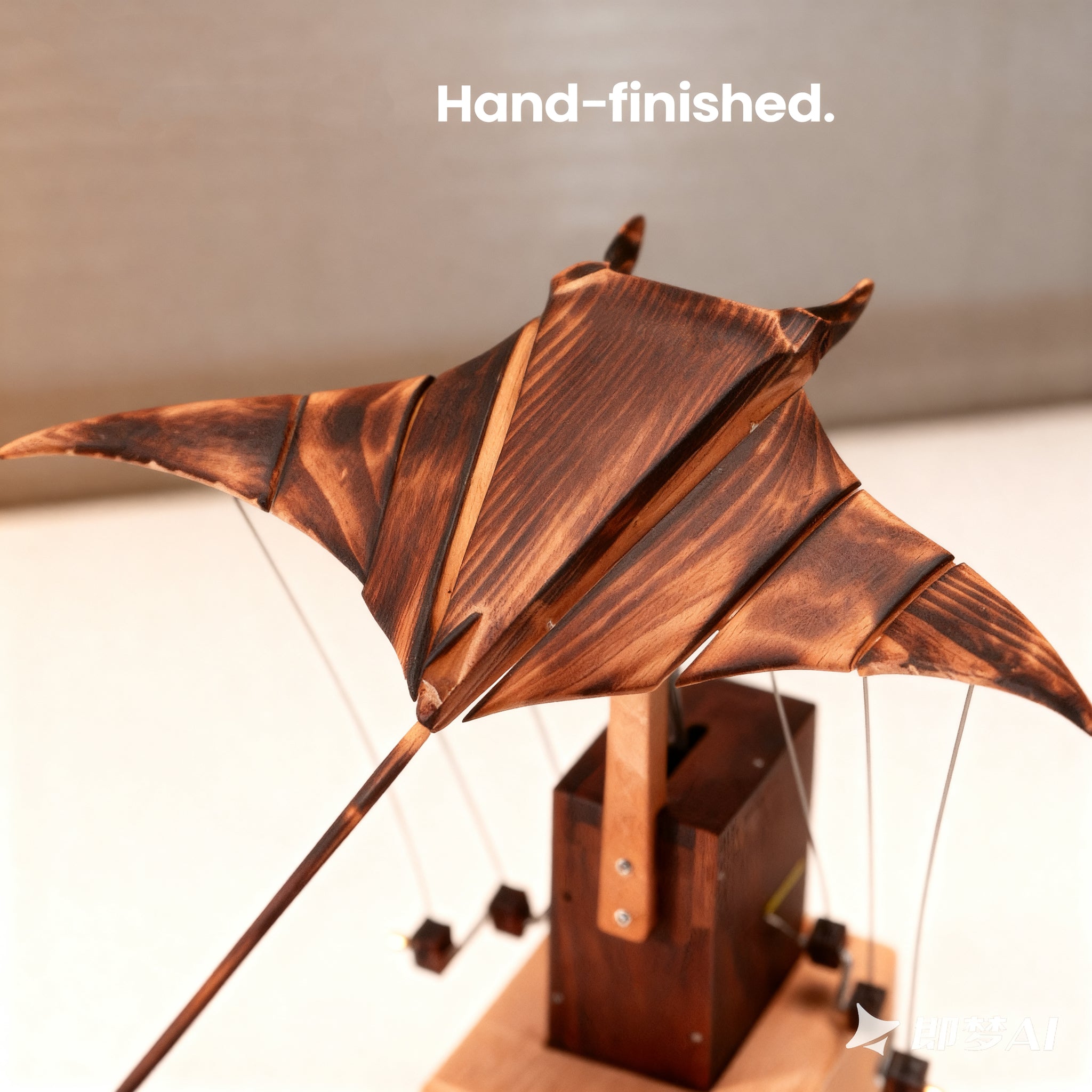 Handcrafted Wooden Manta Ray Automaton