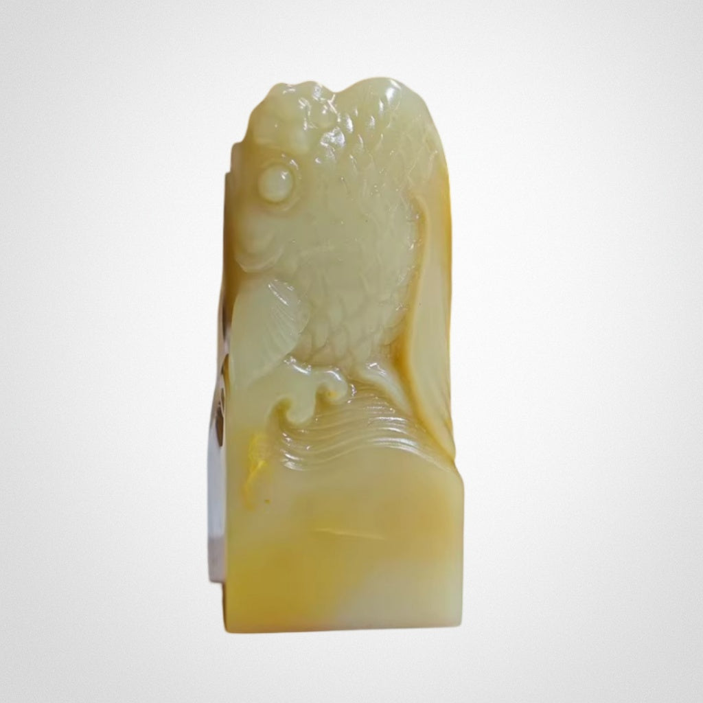 Shoushan Stone Goldfish Seal Ornament