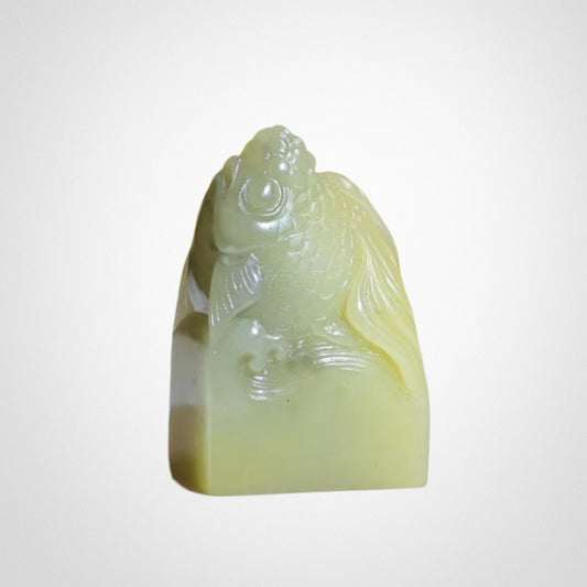 Hibiscus Stone Goldfish Seal Ornament