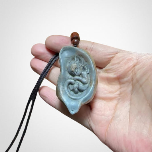 Monkey descending to the world of Gobi original stone carving play handles pendant