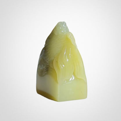 Hibiscus Stone Goldfish Seal Ornament