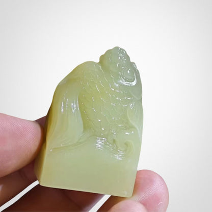 Hibiscus Stone Goldfish Seal Ornament