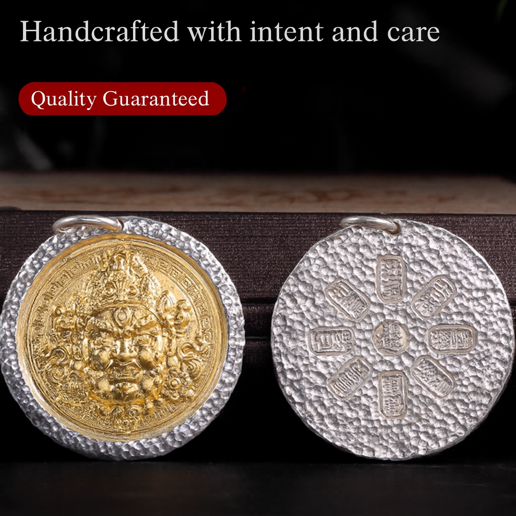 Handcrafted 24K Gold-Plated Sterling Silver Yellow Jambhala Pendant Necklace