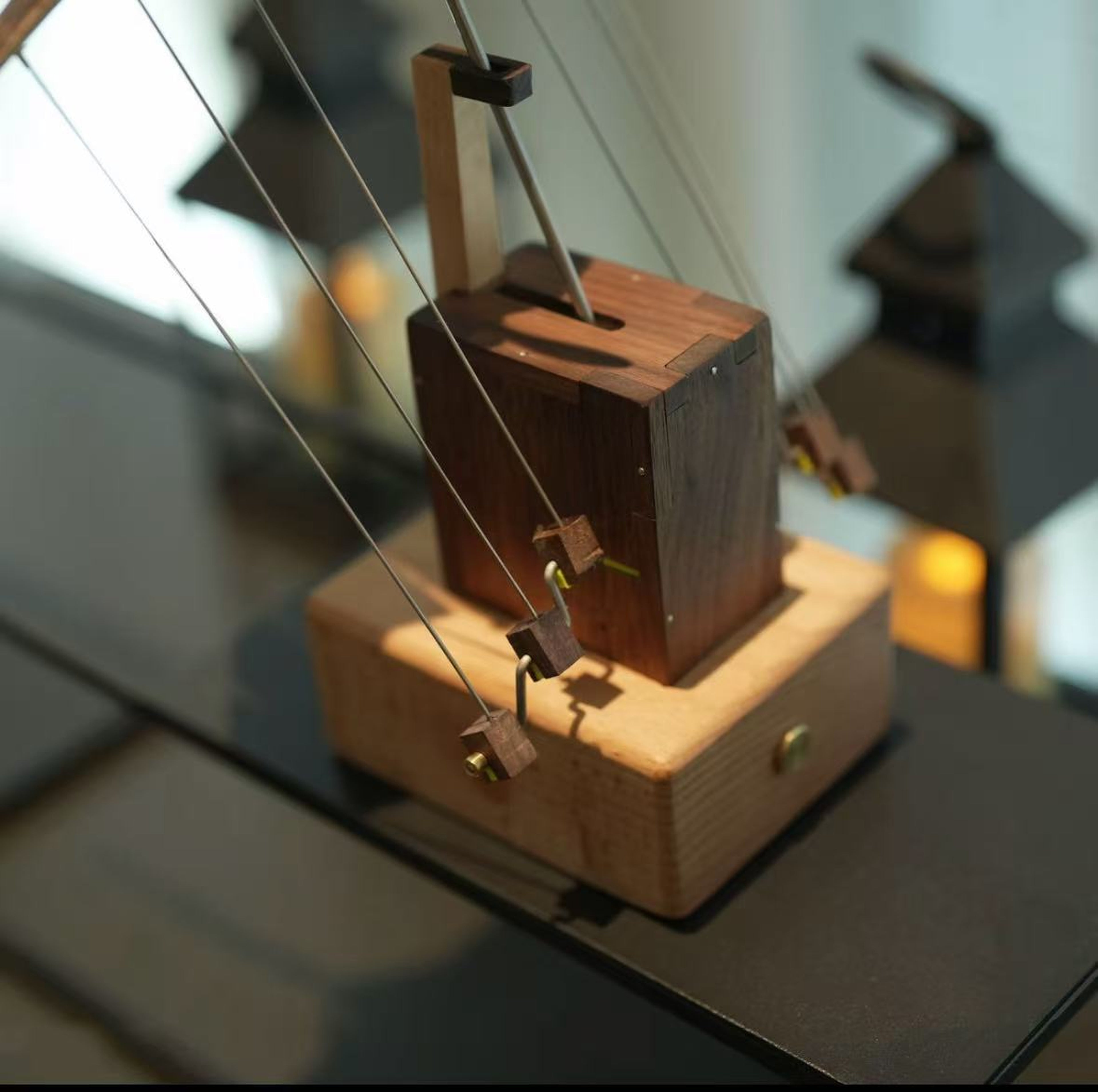 Handcrafted Wooden Manta Ray Automaton